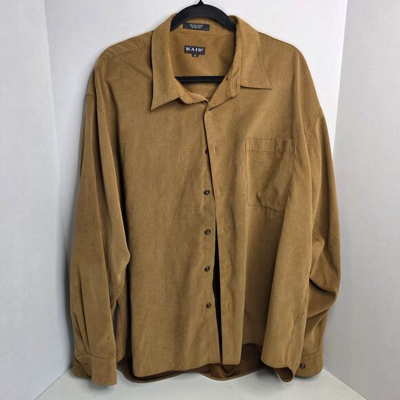 Kaid , Dark Brown Suede Button-Up Shirt, Mens, XL - Picture 1 of 6